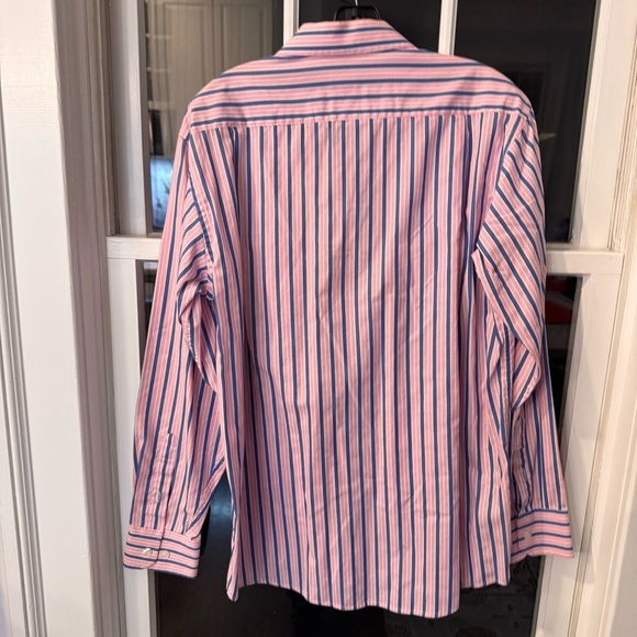 Lacoste Striped Shirt Men's Large Pink & Blue Stripes Pocket Logo Cotton - Picture 4 of 10